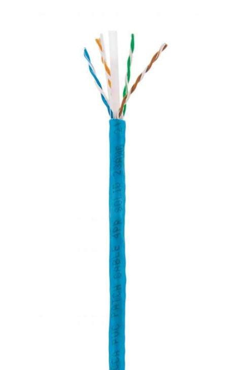 Bobina cable UTP de res CAT6 CCA ROLLO 305M solida Azul - Aluminio con recubrimiento de Cobre (CCA) Trenzado Sin Blindaje - 704670