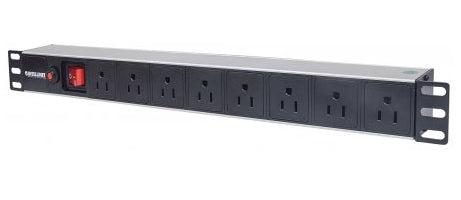 Barra multicontacto con 8 salidas para montaje en rack de 19" - Tipo EU, protección contra sobrecargas, cable de alimentación 3m - 713993 