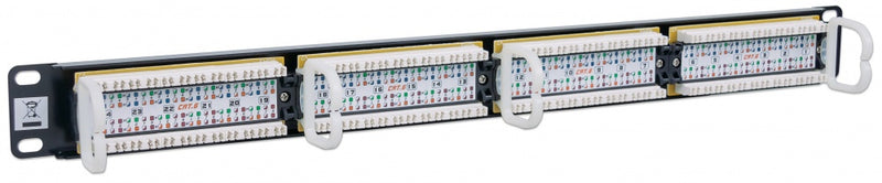 Panel de Parcheo Cat6 24 puertos 1U; Soporta cable trenzado sólido y multifilar de calibres 22 y 26 AWG. - 520959