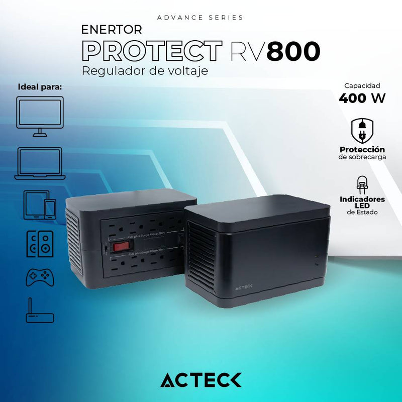 Regulador de Voltaje ENERTON PROTECT RV800 ACTECK Advance Series -