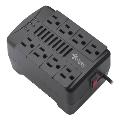 Regulador STYLOS 650W AVR STTR650B - Protección de Voltaje Compacta - Ideal para Hogar y Consolas - Confiabilidad Diaria