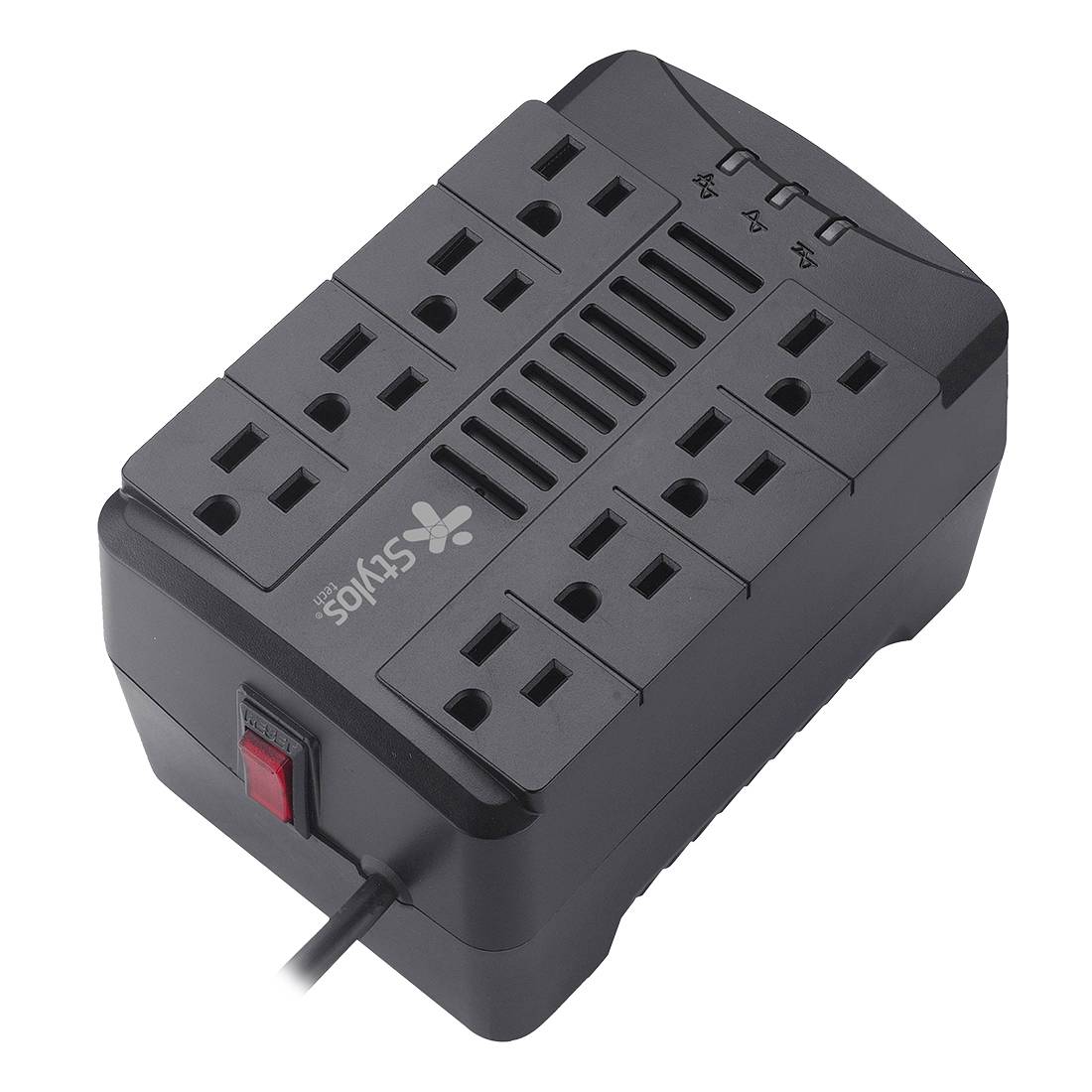 Regulador STYLOS 650W AVR STTR650B - Protección de Voltaje Compacta - Ideal para Hogar y Consolas - Confiabilidad Diaria