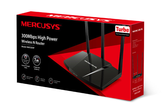 Router Mercusys MW330HP inalámbrico Ethernet rápido Banda única (2,4 GHz) Negro