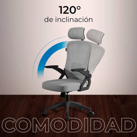 Silla de Oficina Ergonómica Acteck Flux Core EC303HR - Soporte Lumbar y Reposacabezas - Postura Perfecta Elite Series - Nuevo