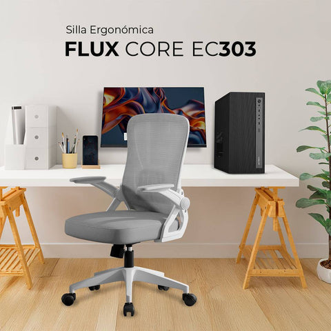 Silla de Oficina Ergonómica Acteck Flux Core EC303 - Diseño Ergonómico y Ajustable - Confort Prolongado Elite Series - Nuevo