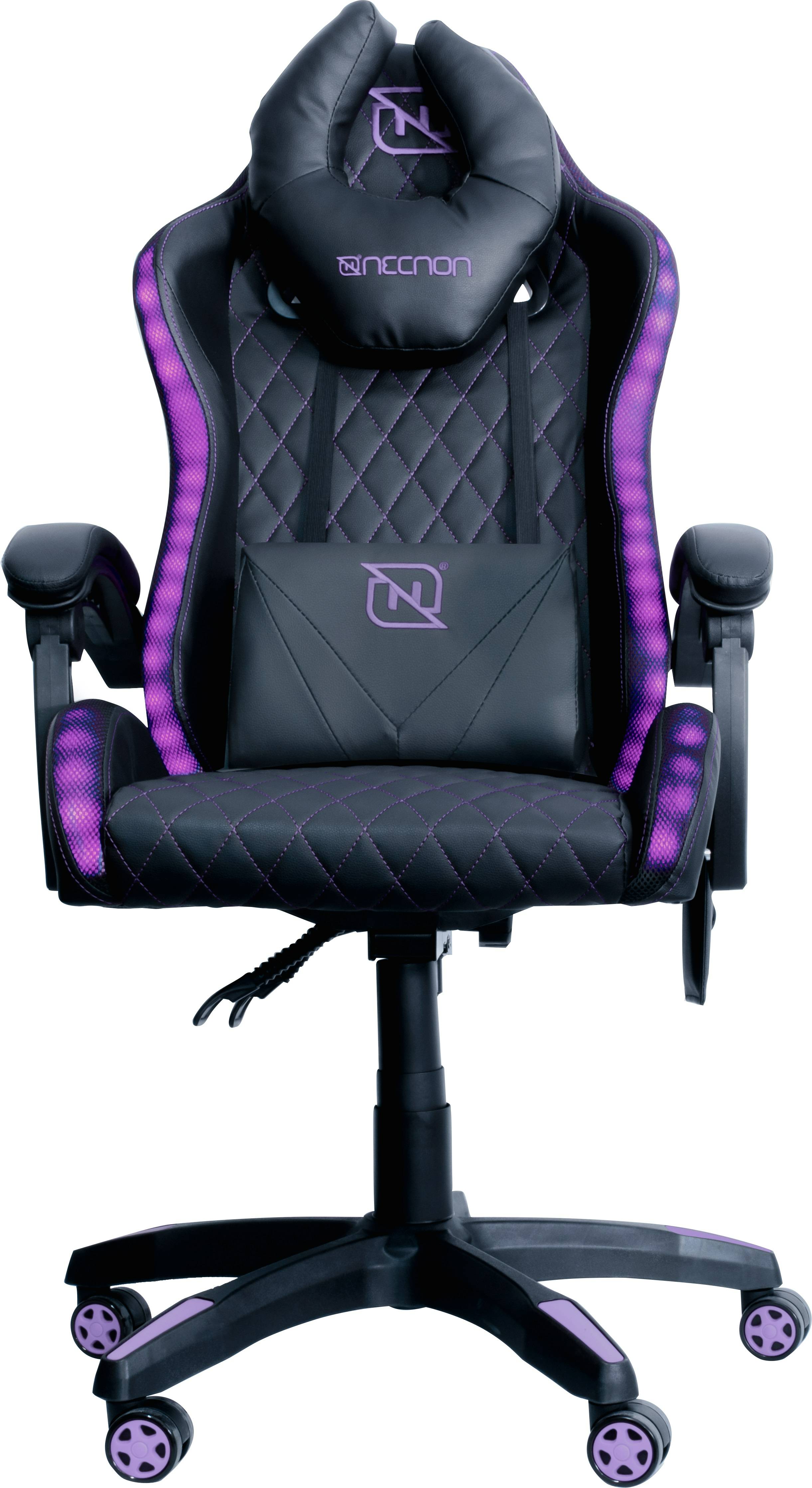 Silla Gamer Nencon Nsg-Rgb1 Foam Rgb 140-150kg Con Lumbar Y Cabeza, Negro Y Rosa