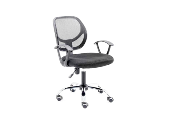 Silla Secretarial Nextep Ne-650S Altura Ajustable Y Reclinable Giratoria Y Cromada, Color Negro