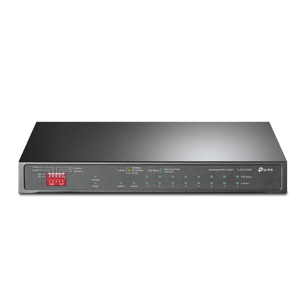 Switch de Escritorio TP-LINK TL-SG1210MP - 9 Puertos RJ45 PoE+ y 1 Puerto SFP - Ideal para Cámaras e IP - Potencia Profesional