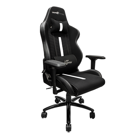 Silla Game Factor Tela Reclinable 4D, Metal Negro Con Blanco Cgc601-Wh
