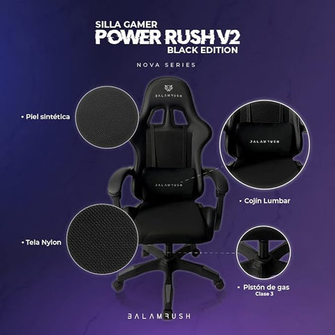 Silla Gamer Balam Rush Power Rush V2 Black Edition Br-934534