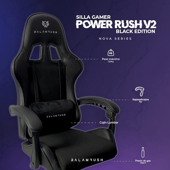 Silla Gamer Balam Rush Power Rush V2 Black Edition Br-934534