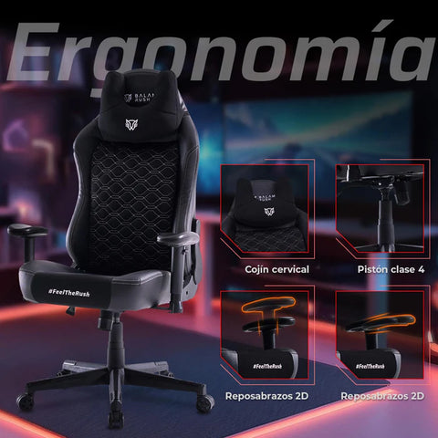 Silla Gamer Balam Rush Thunder Euphoria, Carga Maxima 150 Kg,  Inclinacion 160°,  Piston Clase 4,  Reposabrazos 2D - BR-940580
