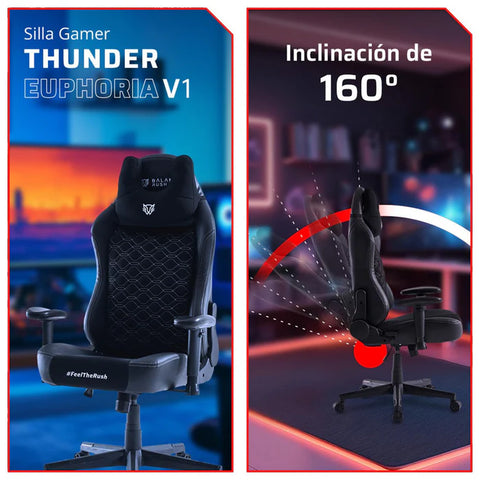 Silla Gamer Balam Rush Thunder Euphoria, Carga Maxima 150 Kg,  Inclinacion 160°,  Piston Clase 4,  Reposabrazos 2D - BR-940580