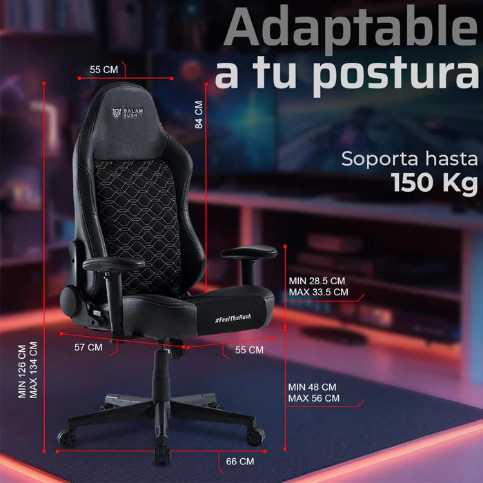 Silla Gamer Balam Rush Thunder Euphoria, Carga Maxima 150 Kg,  Inclinacion 160°,  Piston Clase 4,  Reposabrazos 2D - BR-940580