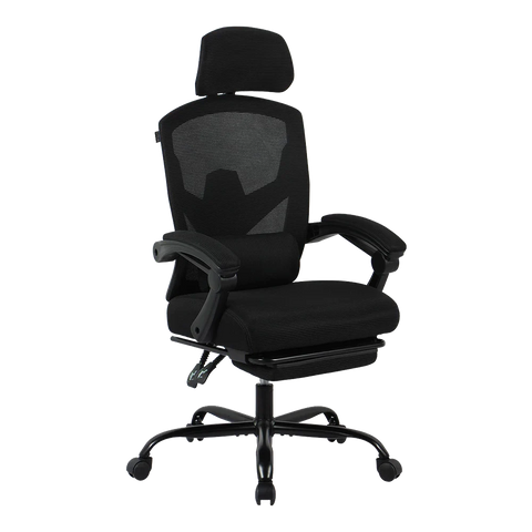 Silla Gamer Bolt Nou B | Azender Negro | Malla y Espuma de Alta Densidad | Soporta hasta 130 kg | Inclinación 140° | Reposabrazos Fijos + Reposapiés + Cojín Lumbar | Pistón Clase 3