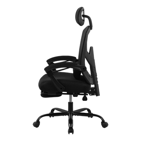 Silla Gamer Bolt Nou B | Azender Negro | Malla y Espuma de Alta Densidad | Soporta hasta 130 kg | Inclinación 140° | Reposabrazos Fijos + Reposapiés + Cojín Lumbar | Pistón Clase 3