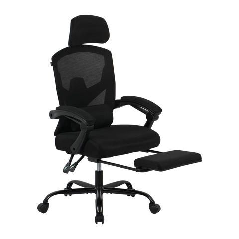 Silla Gamer Bolt Nou B | Azender Negro | Malla y Espuma de Alta Densidad | Soporta hasta 130 kg | Inclinación 140° | Reposabrazos Fijos + Reposapiés + Cojín Lumbar | Pistón Clase 3
