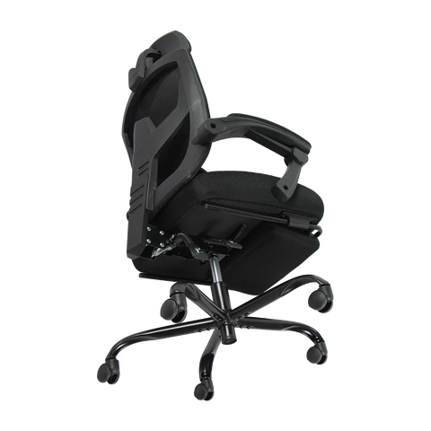 Silla Gamer Bolt Nou B | Azender Negro | Malla y Espuma de Alta Densidad | Soporta hasta 130 kg | Inclinación 140° | Reposabrazos Fijos + Reposapiés + Cojín Lumbar | Pistón Clase 3