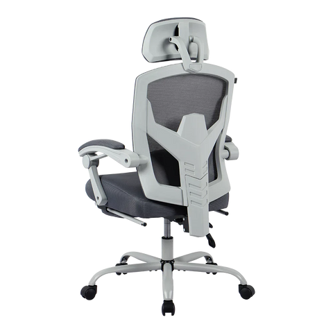 Silla Gamer Bolt Nou W | Azender Gris | Malla Transpirable + Espuma Confort | Soporte 130 kg | Inclinación 140° | Reposabrazos Fijos + Reposapiés + Cojín Lumbar | Pistón Clase 3