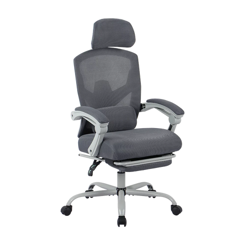 Silla Gamer Bolt Nou W | Azender Gris | Malla Transpirable + Espuma Confort | Soporte 130 kg | Inclinación 140° | Reposabrazos Fijos + Reposapiés + Cojín Lumbar | Pistón Clase 3