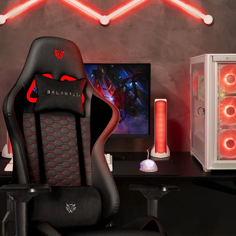 Silla Gamer Ergonómica  Thunder V2 | BR Edition Mediana Plus Tela y Piel Reclinable Soporta hasta 150 Kg, Negro-Rojo