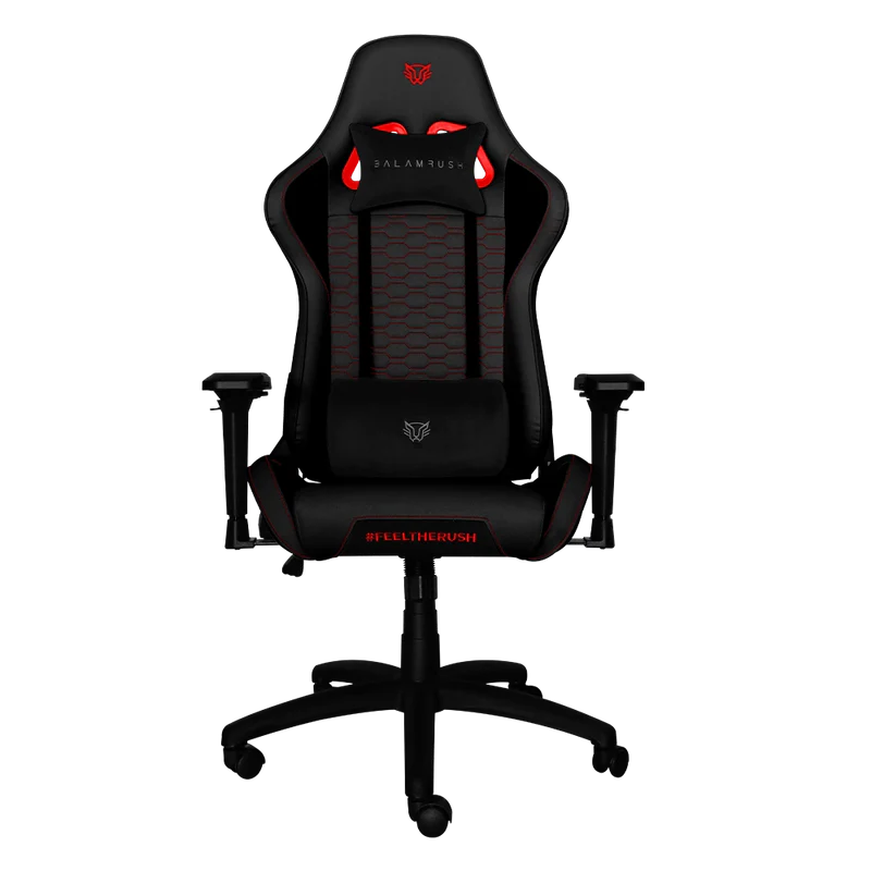 Silla Gamer Ergonómica  Thunder V2 | BR Edition Mediana Plus Tela y Piel Reclinable Soporta hasta 150 Kg, Negro-Rojo