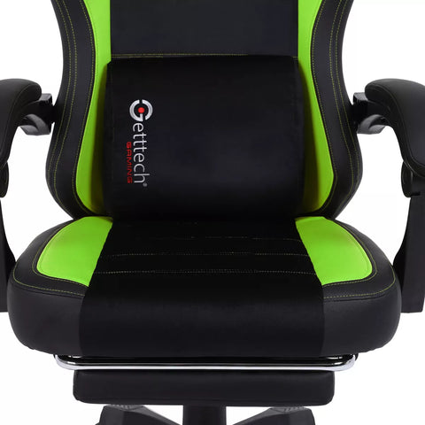 Silla Gamer Getttech Verde Y Negro Soporte Para Reposapies (Gar-Gaopy-G2-Gr)