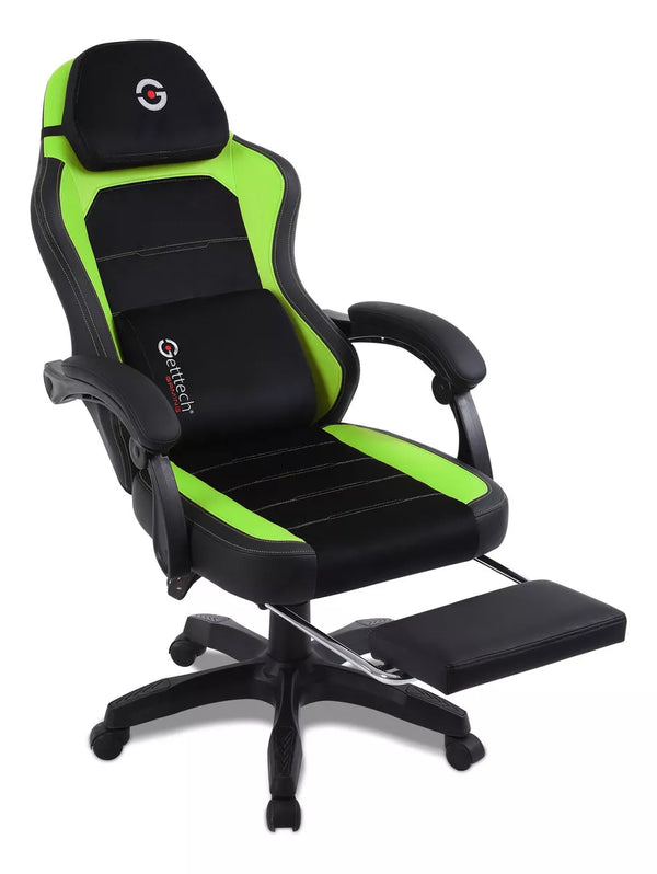 Silla Gamer Getttech Verde Y Negro Soporte Para Reposapies (Gar-Gaopy-G2-Gr)