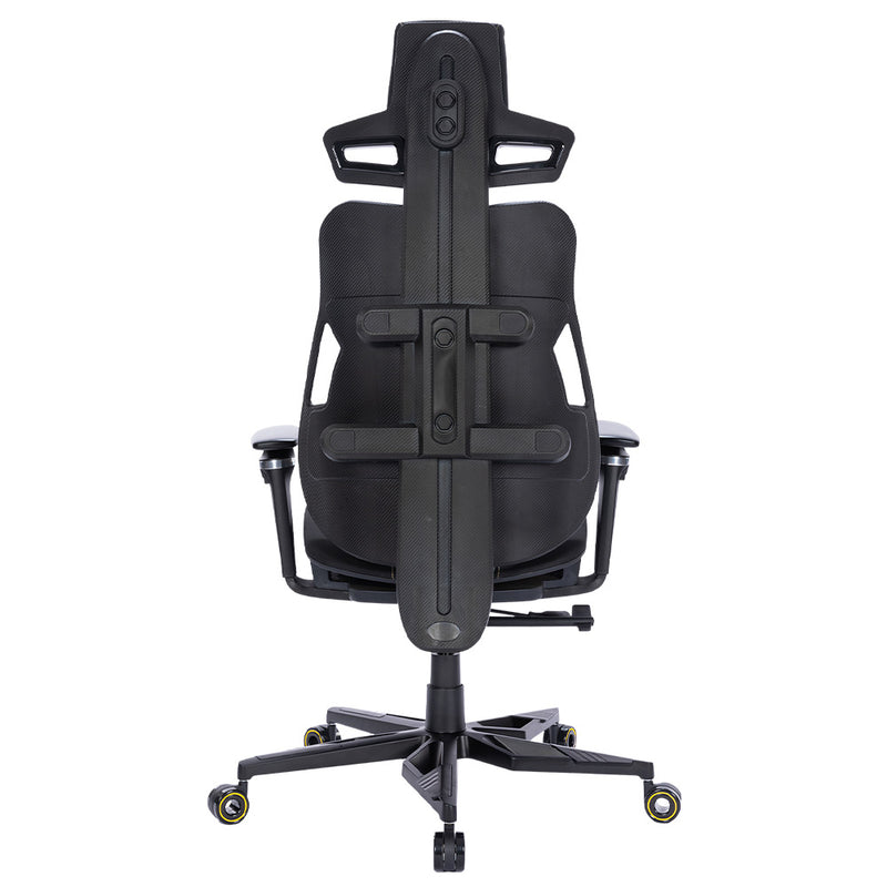 Silla Gamer Ocelot Gaming. Piel sintética, Asiento de malla, Base de aleación de aluminio, Respaldo reforzado, Reposabrazos 4D, Reclinable 140, Peso máximo 150kg, Color negro