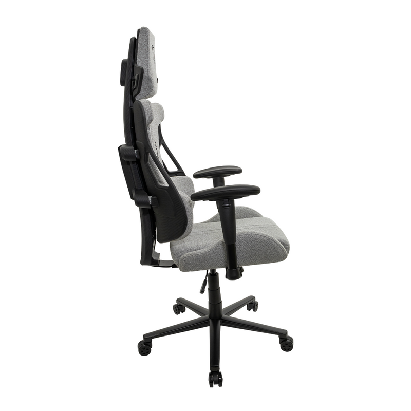 Silla Gamer Ocelot Gaming. Tela automotriz ,Estrella de metal, Reposabrazos 2D, Reclinable hasta 135, Peso máximo 150kg, Color gris granito