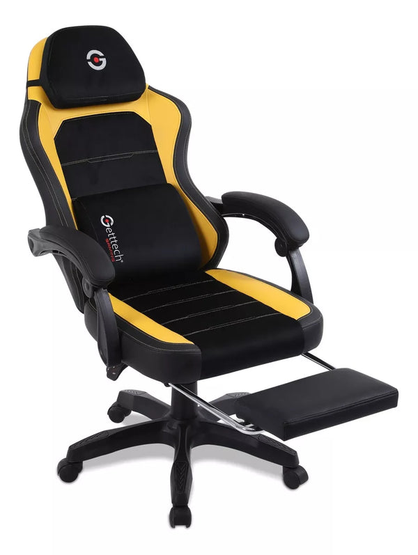 Silla Gamer Getttech Amarillo Negro Soporte Para Reposapies (Gar-Gaopy-G2-Yl)