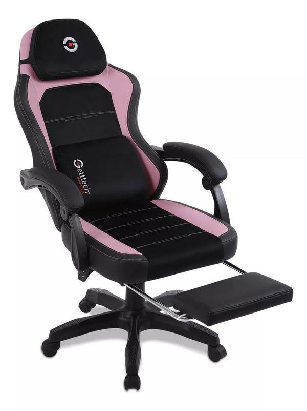 Silla Gamer Getttech Rosa Y Negro Soporte Para Reposapies (Gar-Gaopy-G2-Pk)