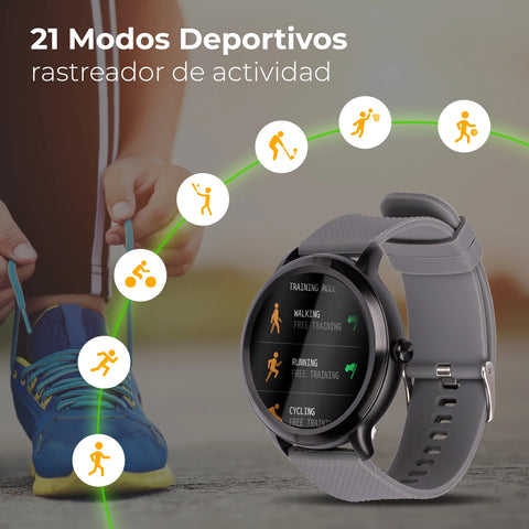 Smart Watch Casual Techzone Tzsw03 Pantalla Ips De 1.32 Bt Android/ Ios Ip 65 Color Negro