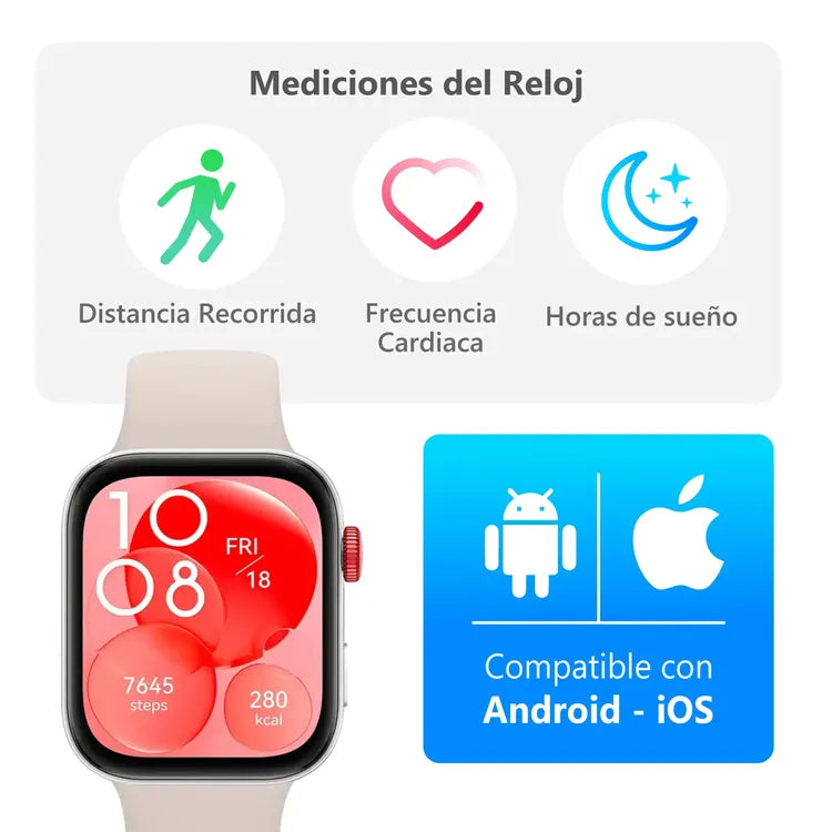 Smartwatch HUAWEI.  Blanco, Compatible con Android, iOS, 55020CJU