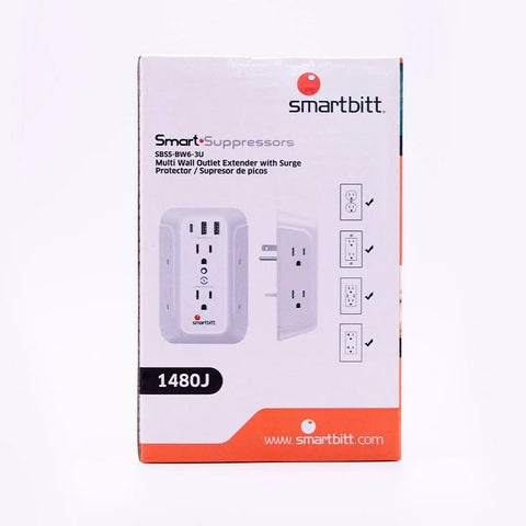 Supresor De Picos Smarbitt 1480J, 6 Cont Toma Usb-A/Usb-C (SBSS-BW6-3U)