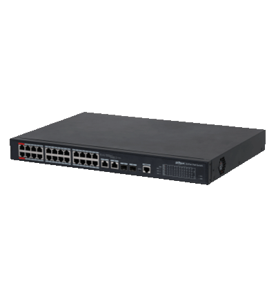 Switch Poe Administrado 24 Puertos 100 + 2 Ptos Gigabit (DH-PFS4226-24ET-240)