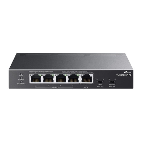 Switch TP-Link Gigabit 5 Puertos 4 PoE+ TL-SG1005P-PD Oficina CCTV Redes Negocio