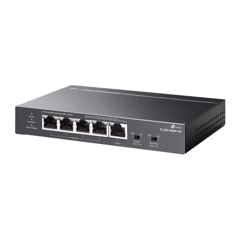 Switch TP-Link Gigabit 5 Puertos 4 PoE+ TL-SG1005P-PD Oficina CCTV Redes Negocio