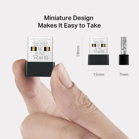 Adaptador USB Nano Mercusys AC650 HMA20N - Doble Banda hasta 433Mbps - Conexión Inalámbrica Ultra Compacta - Nuevo