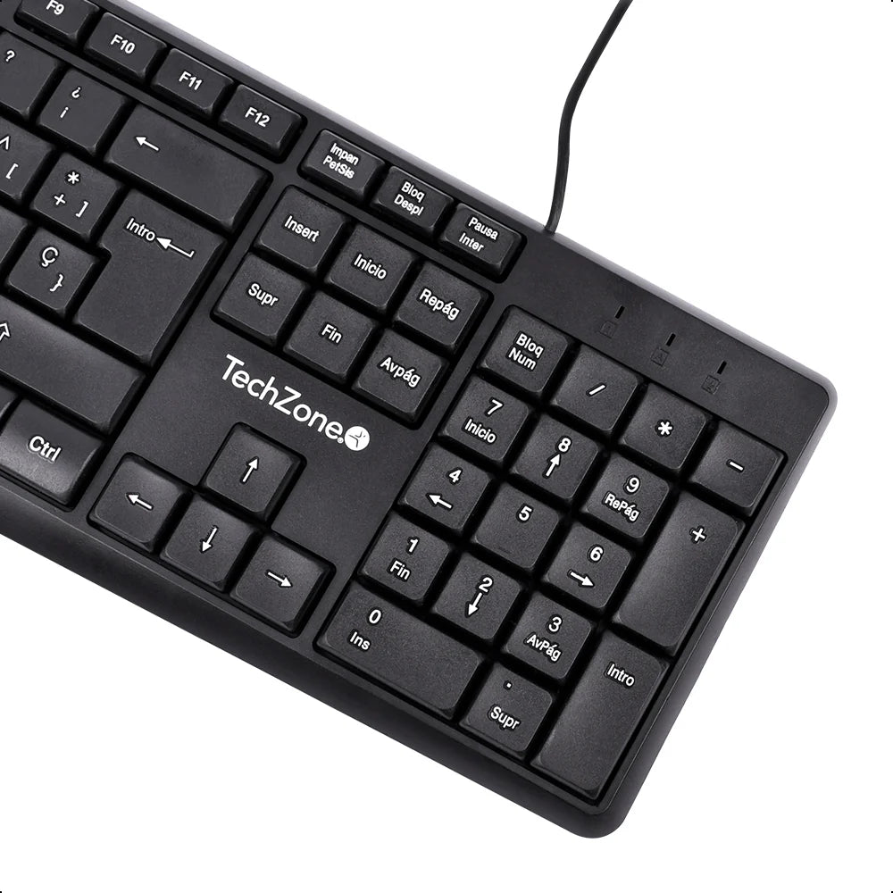 TECLADO TECHZONE TZACTCA04 ALAMBRICO STANDARD USB ERGONOMICO NEGRO