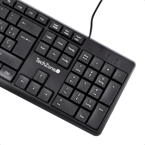 TECLADO TECHZONE TZACTCA04 ALAMBRICO STANDARD USB ERGONOMICO NEGRO