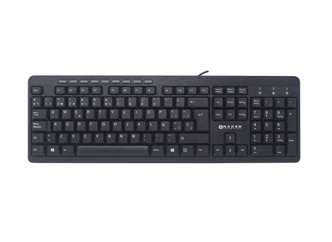 Teclado Multimedia Naceb NA-0109 Negro | Conexión USB Alámbrica | Escritura Cómoda y Silenciosa