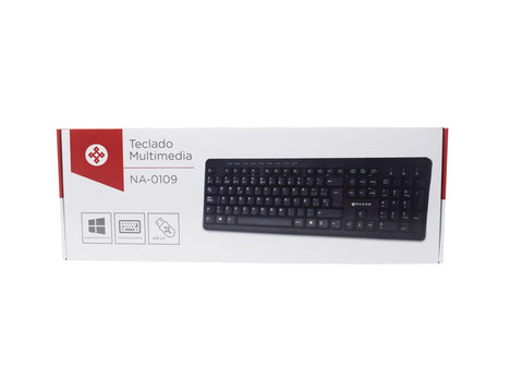 Teclado Multimedia Naceb NA-0109 Negro | Conexión USB Alámbrica | Escritura Cómoda y Silenciosa