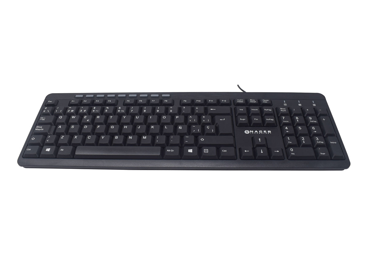 Teclado Multimedia Naceb NA-0109 Negro | Conexión USB Alámbrica | Escritura Cómoda y Silenciosa