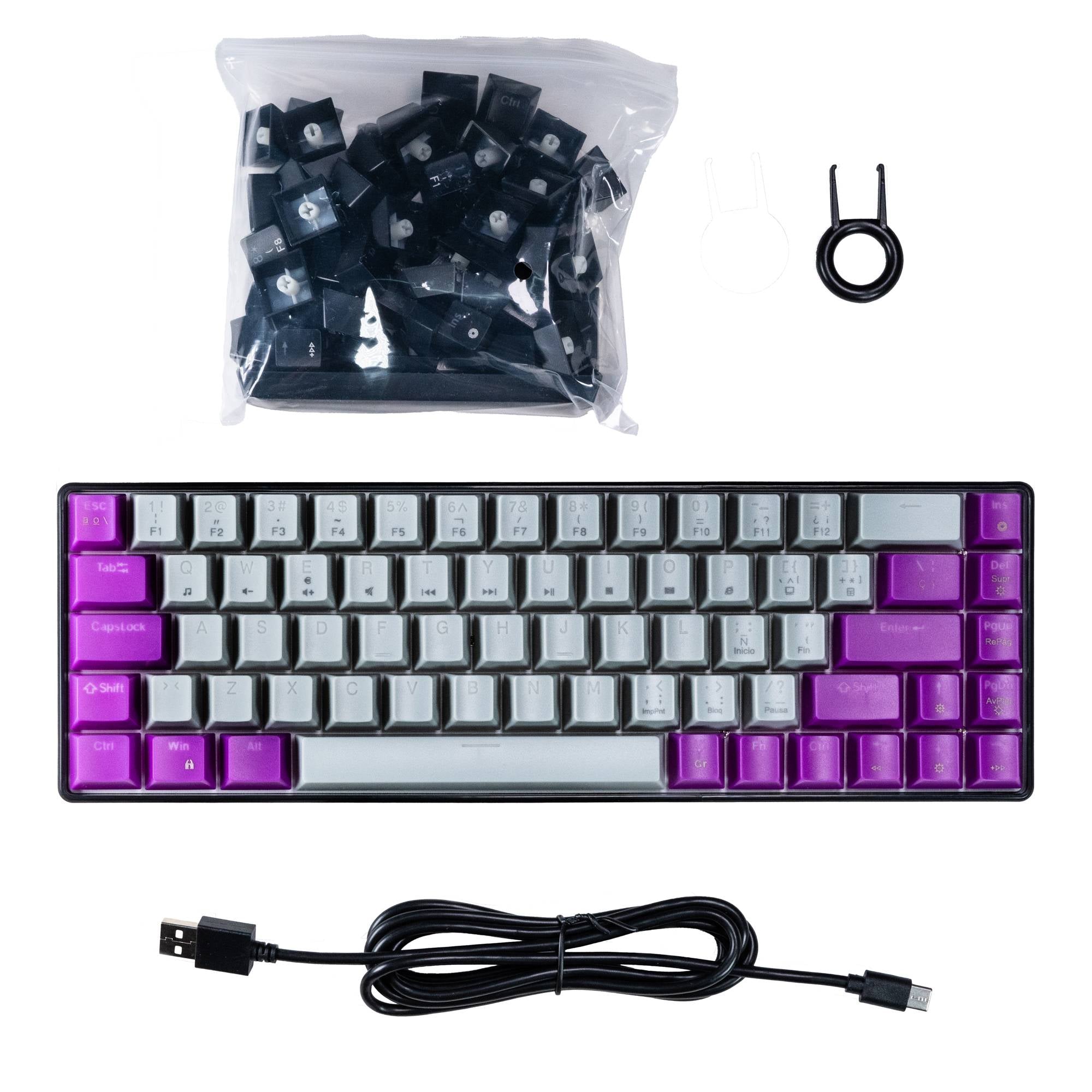 Teclado Mecánico Gamer 60% Naceb NA-0963G | Teclas Intercambiables | Personalización y Formato Compacto