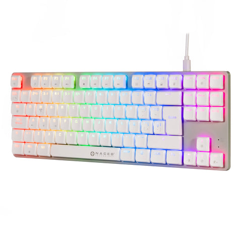 Teclado Mecánico TKL Gamer Naceb K1009 Blanco | Low Profile RGB 87 Teclas | Estilo Elegante y Ultrarrápido