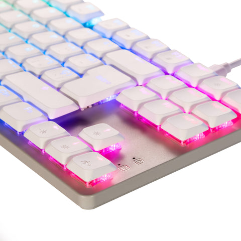 Teclado Mecánico TKL Gamer Naceb K1009 Blanco | Low Profile RGB 87 Teclas | Estilo Elegante y Ultrarrápido