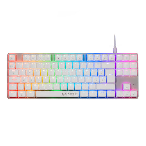 Teclado Mecánico TKL Gamer Naceb K1009 Blanco | Low Profile RGB 87 Teclas | Estilo Elegante y Ultrarrápido