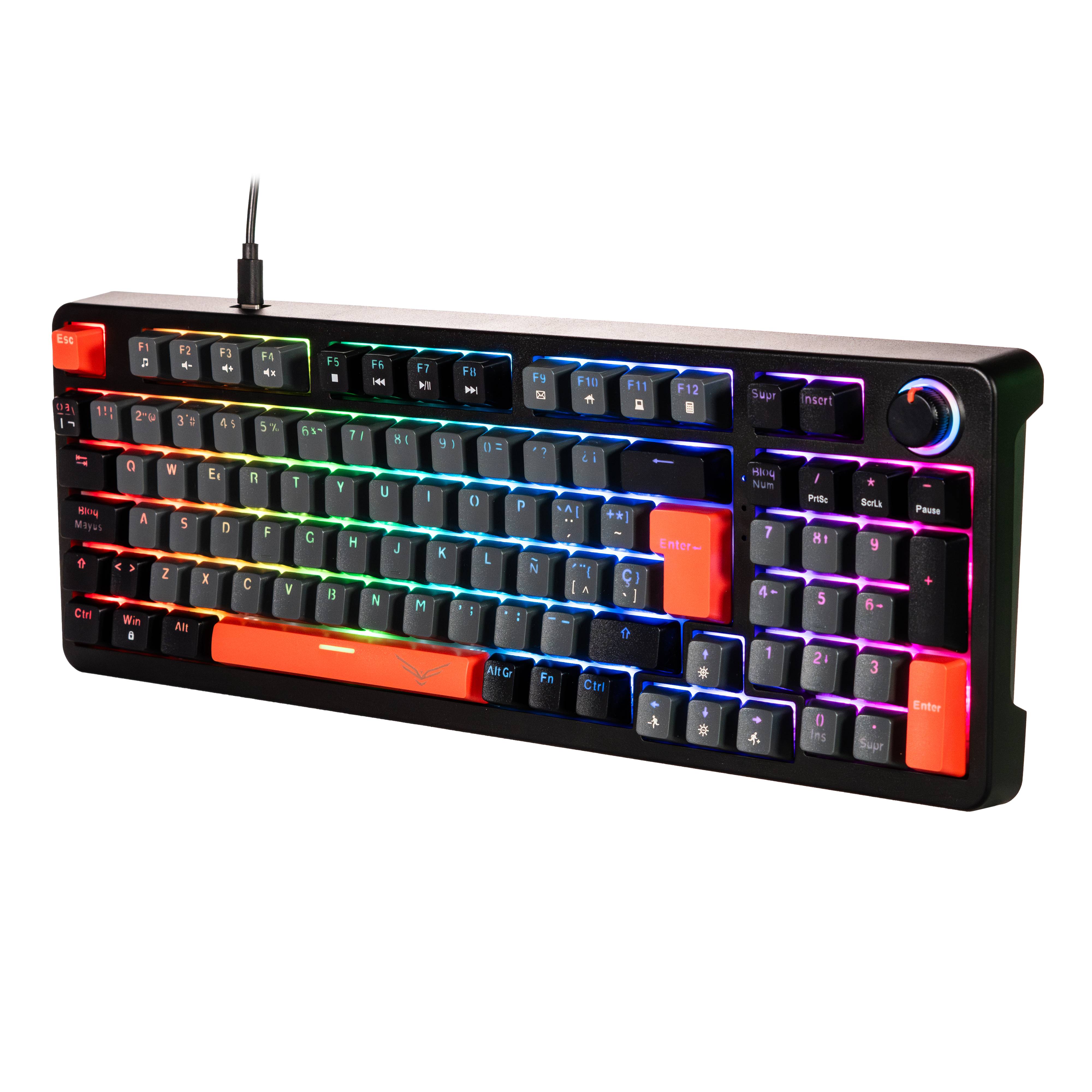 Teclado Mecánico Gamer Naceb Phyton NA-0972G | Switches Red RGB | Pulsación Suave y Silenciosa
