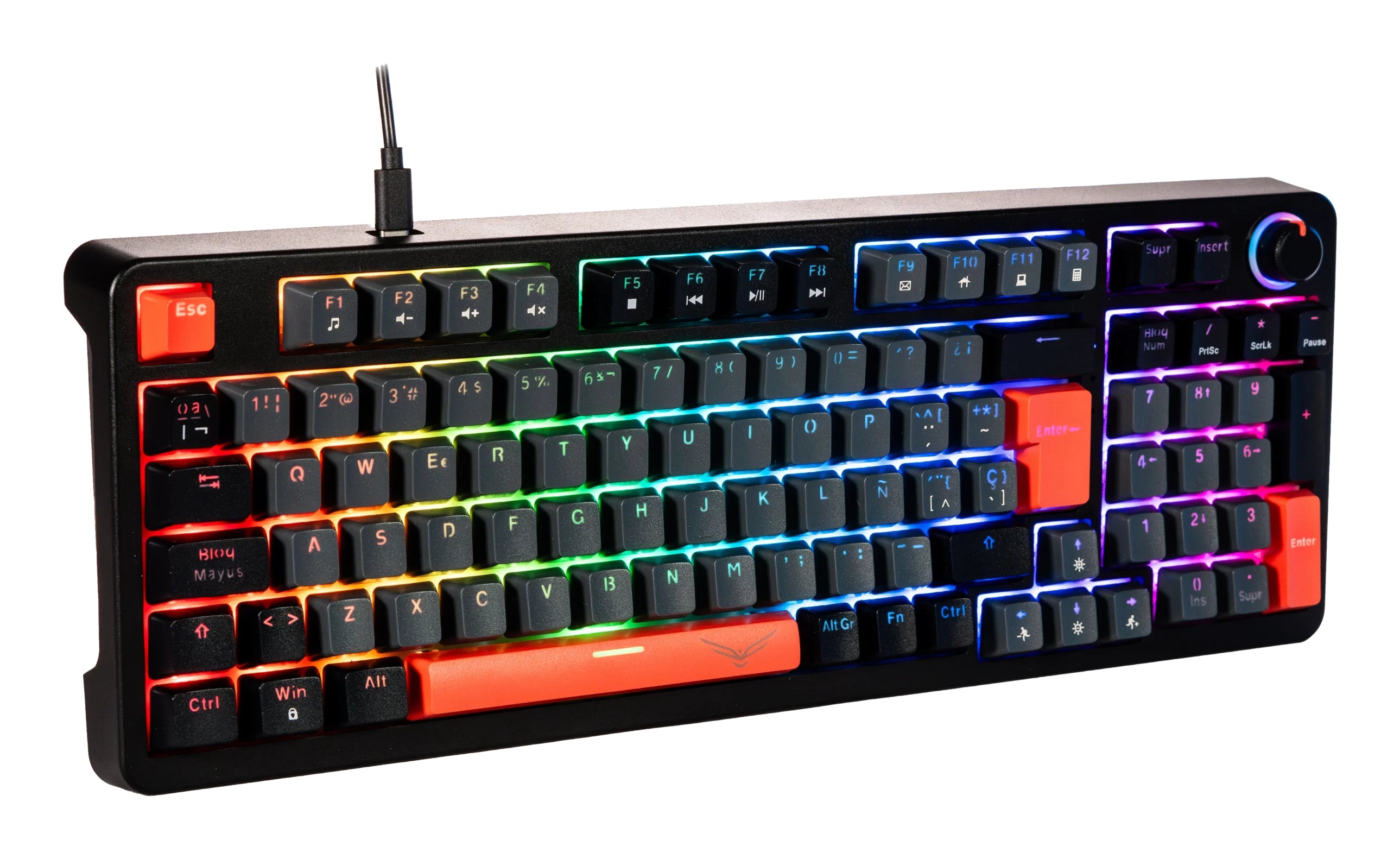 Teclado Mecánico Gamer Naceb Phyton NA-0972G | Switches Red RGB | Pulsación Suave y Silenciosa